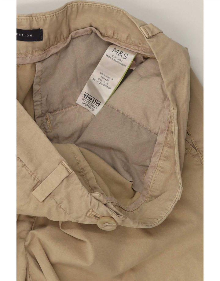 Pantaloncini chino da donna Marks & Spencer UK 8 piccoli W28 cotone beige