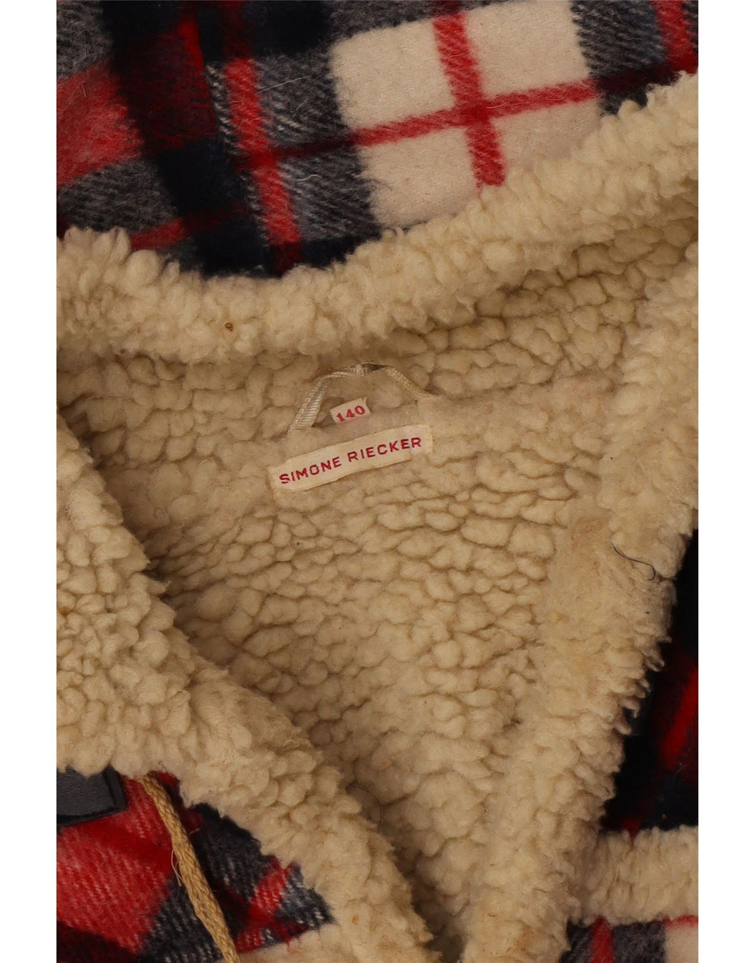 SIMONE Montgomery Sherpa per bambina con cappuccio 9-10 anni a quadri rossi