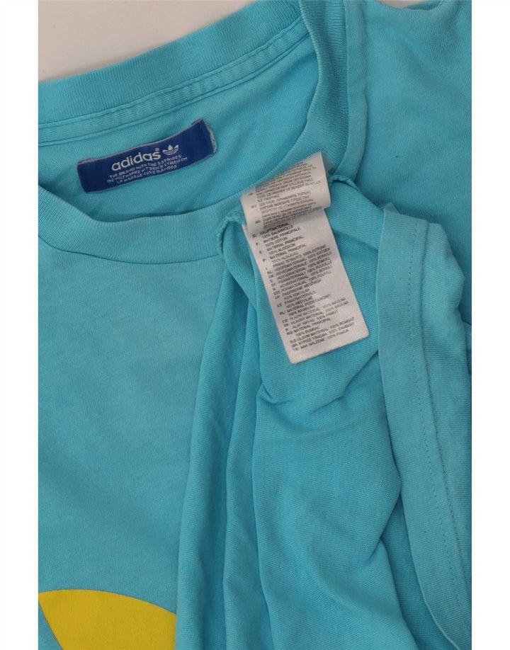 T-shirt grafica da uomo Adidas Top in cotone blu medio