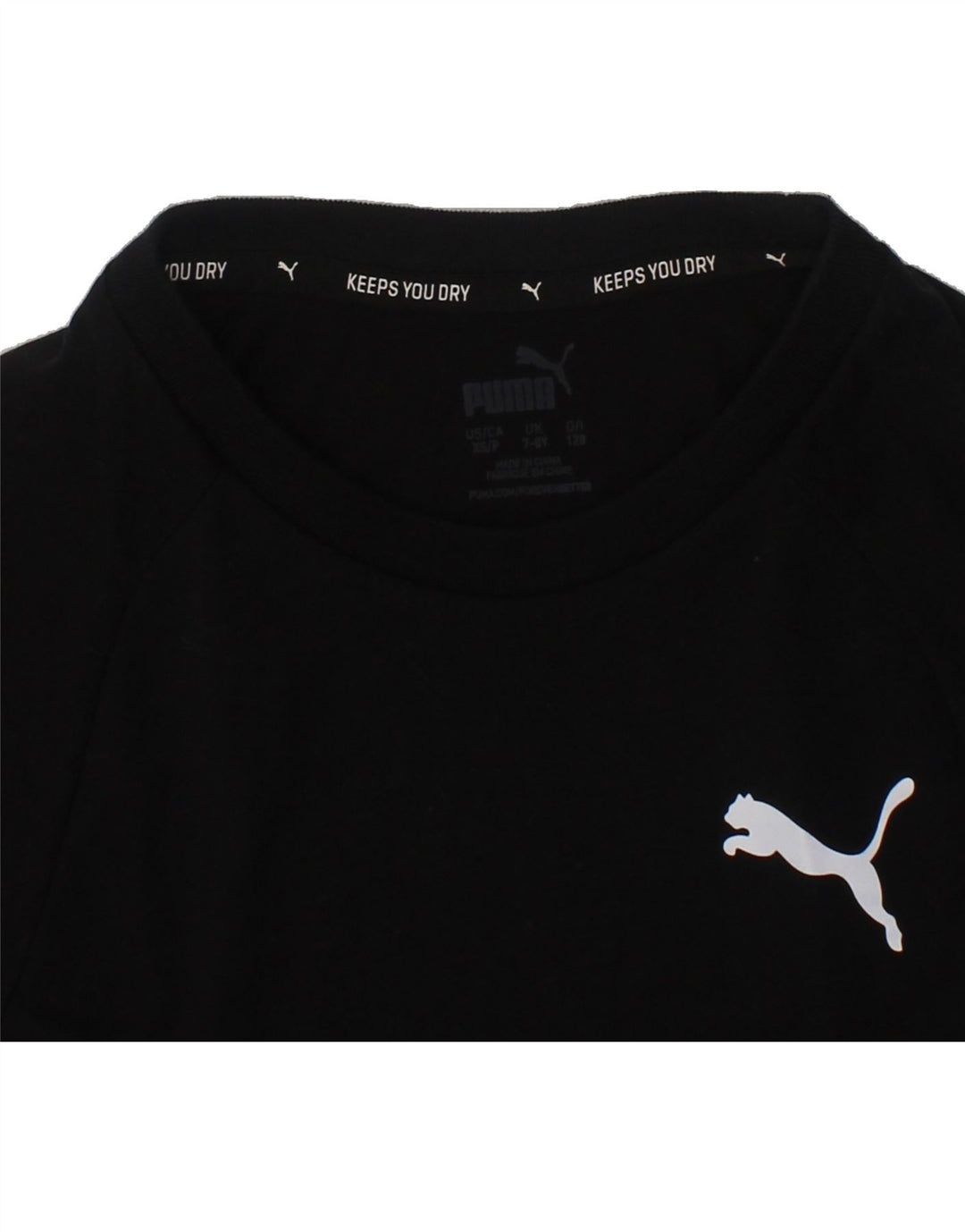 PUMA Boys T-Shirt Top 7-8 Years Black Polyester Vintage Puma and Second-Hand Puma from Messina Hembry 