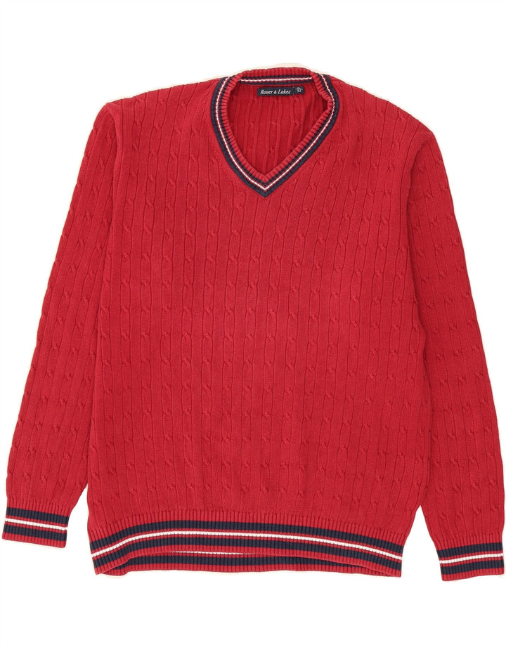 ROVER&LAKES Mens V-Neck Jumper Sweater IT 54 XL Red Vintage Rover&Lakes and Second-Hand Rover&Lakes from Messina Hembry 