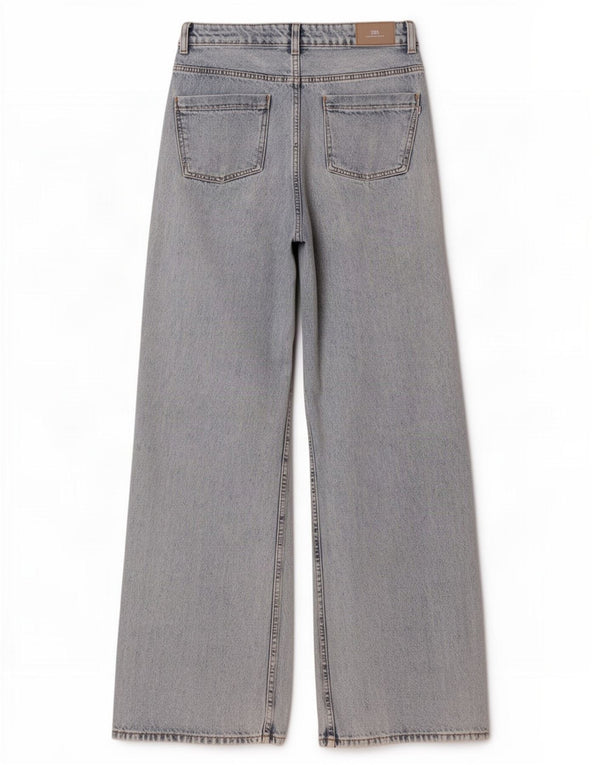 Jeans Zara da donna a gamba larga effetto invecchiato EU 38 piccolo W28 L32 cotone blu