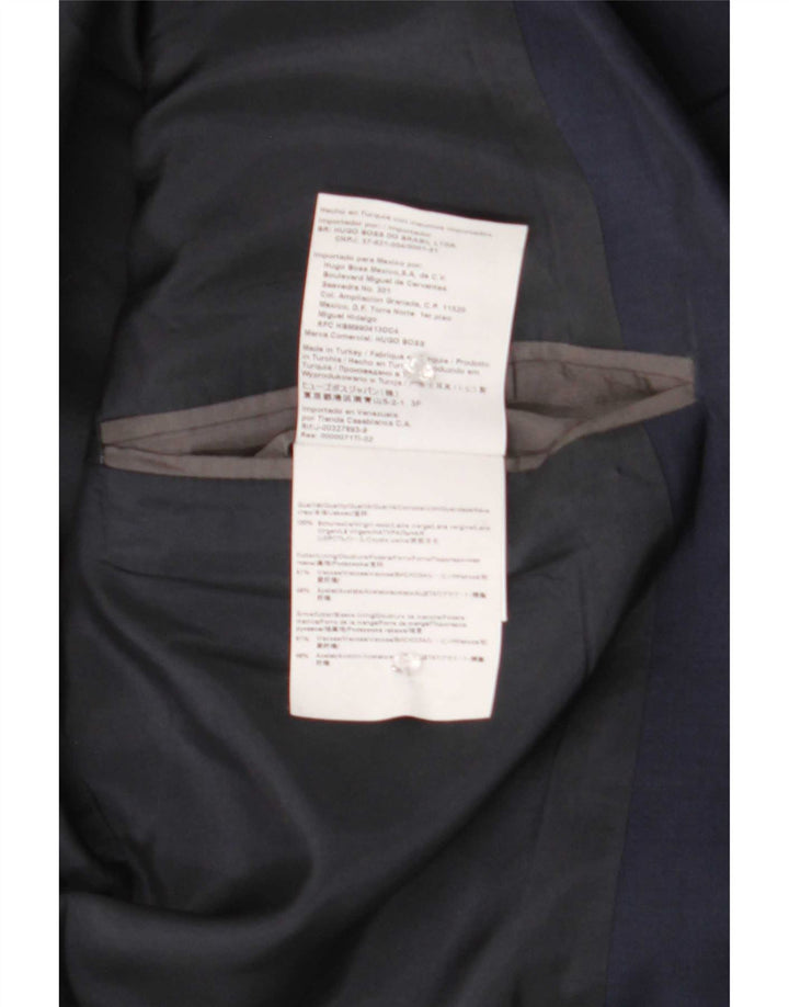 Giacca blazer da uomo a 2 bottoni Hugo Boss EU 46 piccola lana vergine blu navy