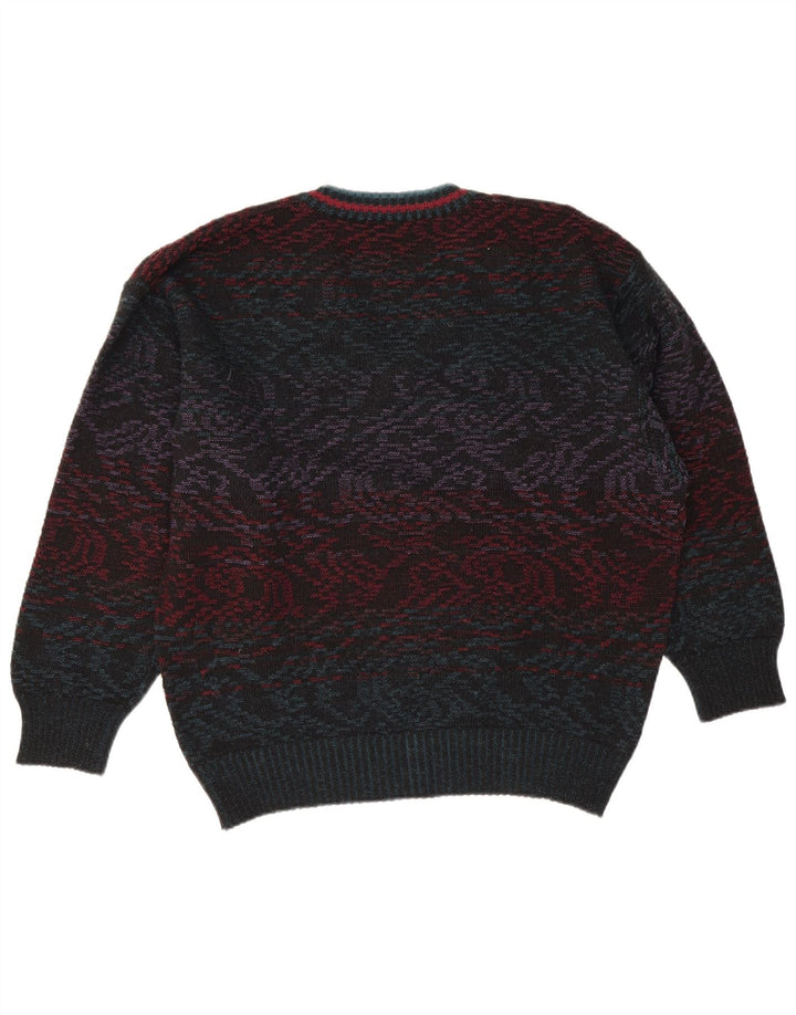 Maglione vintage da uomo con scollo a V IT 50 Lana Paisley multicolore medio