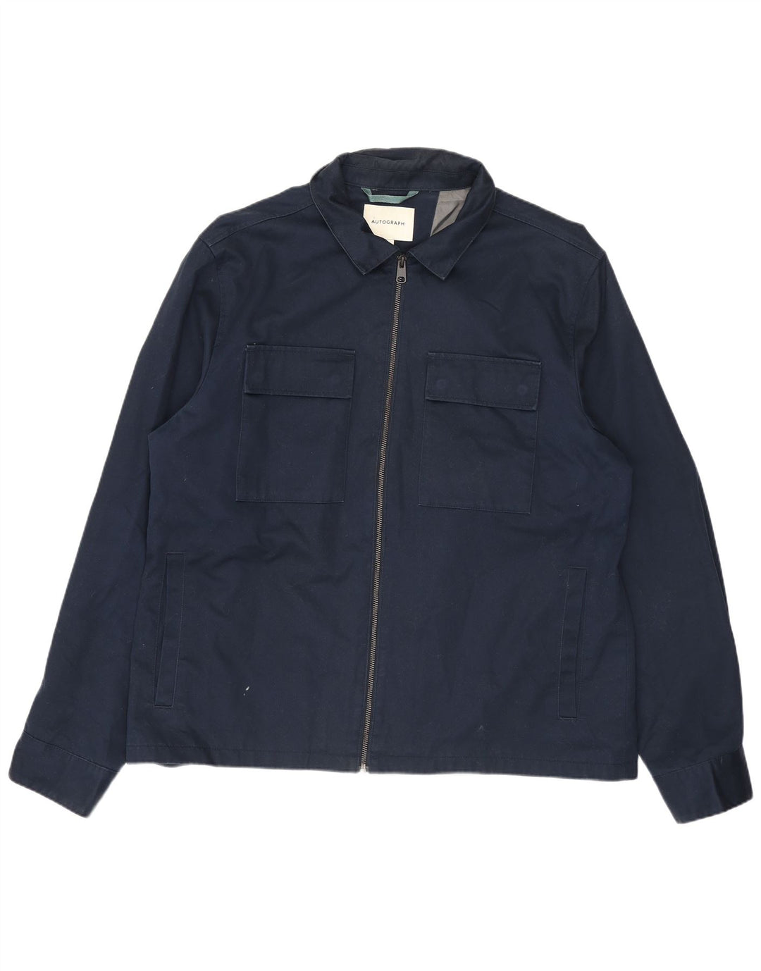 Giubbotto bomber autografo da uomo Marks & Spencer UK 42 XL cotone blu navy