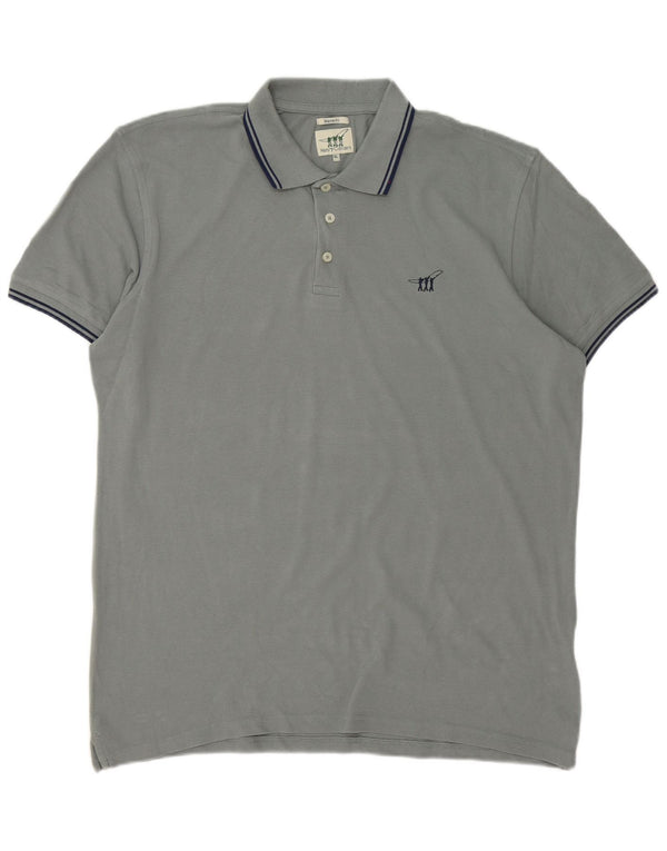 Henry Cottons Mens Regular Fit Polo Shirt XL Grey Striped Cotton