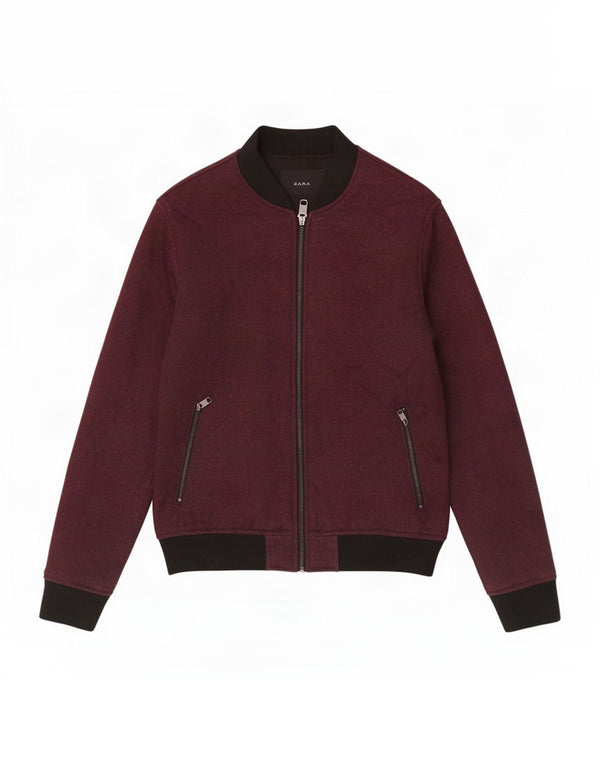 Giubbotto bomber da uomo Zara UK 36 piccolo poliestere color block bordeaux