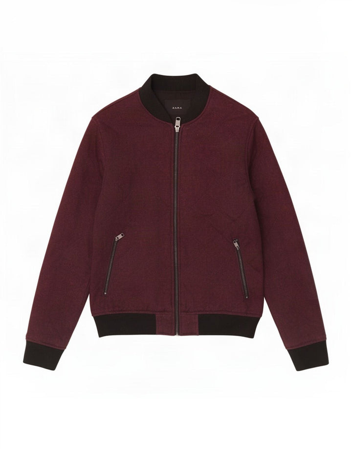 Giubbotto bomber da uomo Zara UK 36 piccolo poliestere color block bordeaux