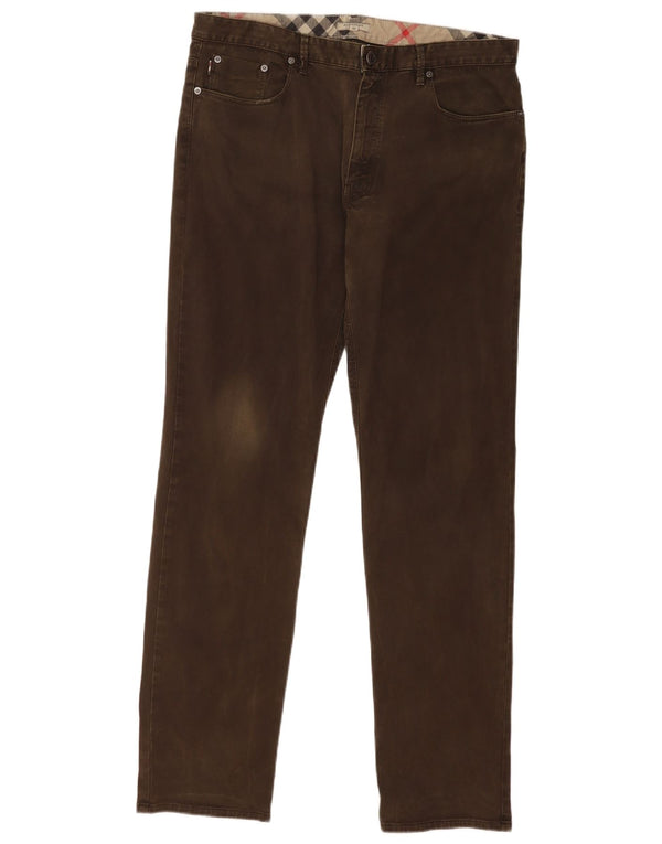 Pantaloni casual dritti da uomo Burberry W36 L33 in cotone marrone