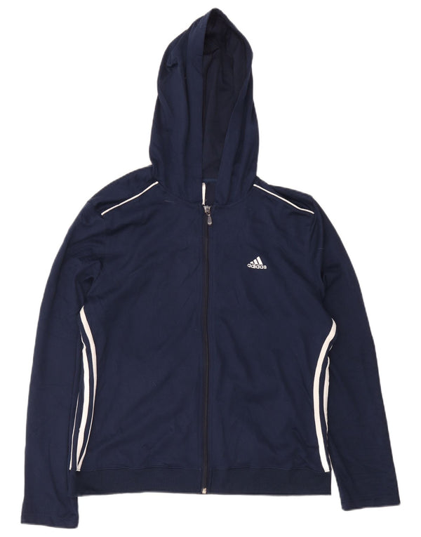 Giacca sportiva da donna con cappuccio Adidas UK 18 XL poliestere blu navy