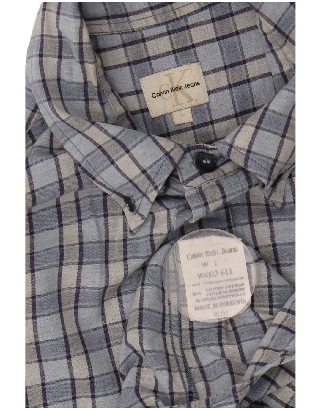 CALVIN KLEIN JEANS Camicia Uomo Large Check Blu in viscosa