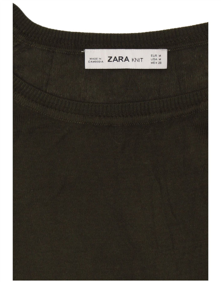 Maglione corto con scollo a barca da donna Zara UK 14 Verde medio