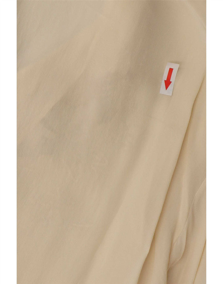 Camicetta camicia vintage da donna IT 42 Seta floreale media bianco sporco