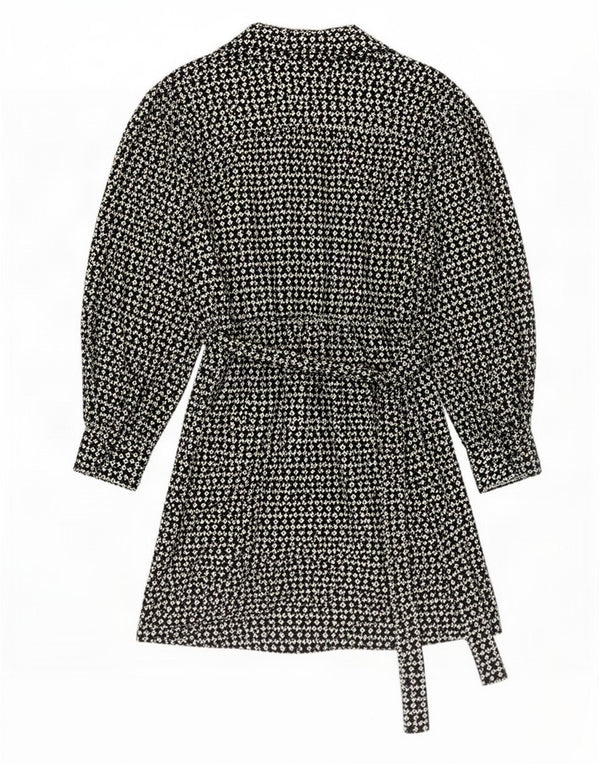 Abito a trapezio a maniche lunghe da donna Marks & Spencer UK 10 Piccolo nero geometrico