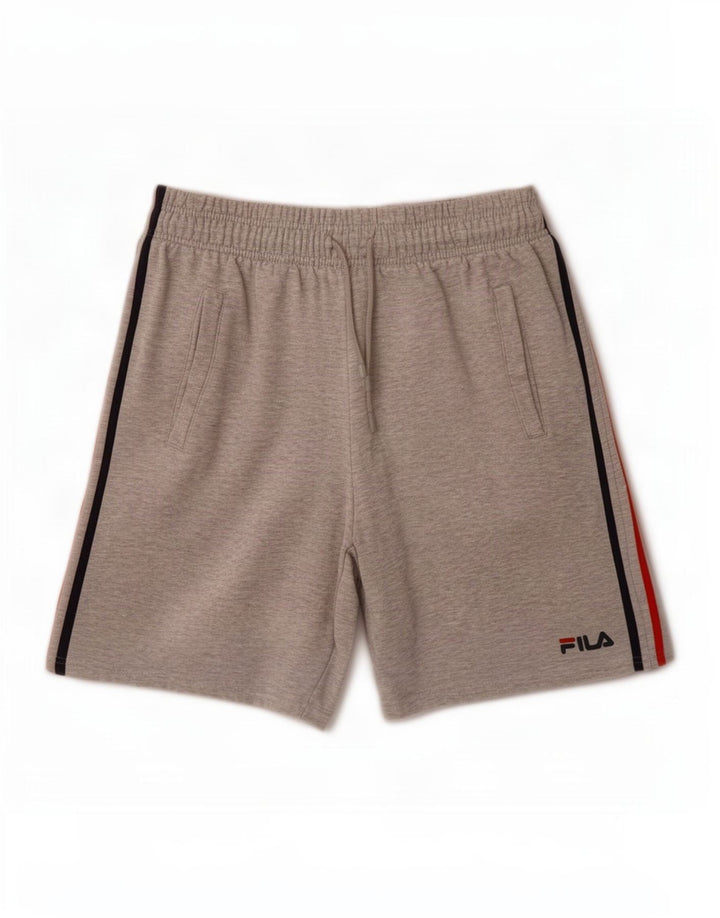 Pantaloncini sportivi da uomo Fila in cotone screziato grigio medio