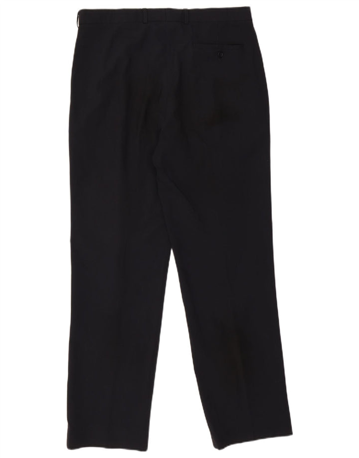 Pantaloni da abito con pegging da uomo Marks & Spencer W34 L31 poliestere blu navy