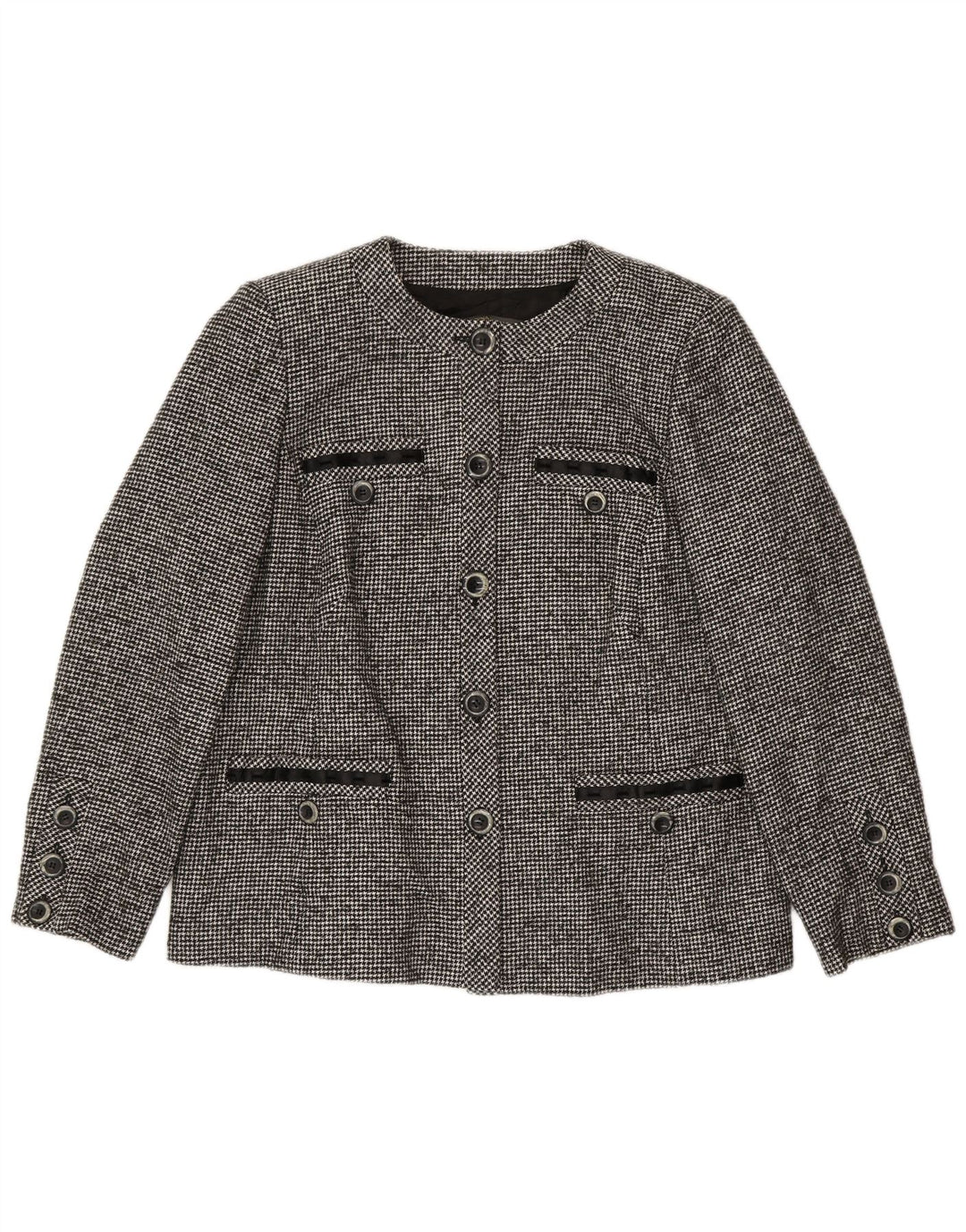 Giacca blazer da donna a 5 bottoni Marina Rinaldi taglia 23 grande pied de poule grigio