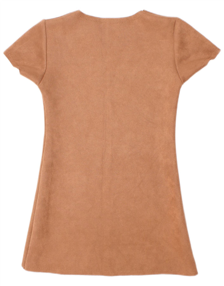 Abito a trapezio vintage per bambina 3-4 anni in poliestere marrone