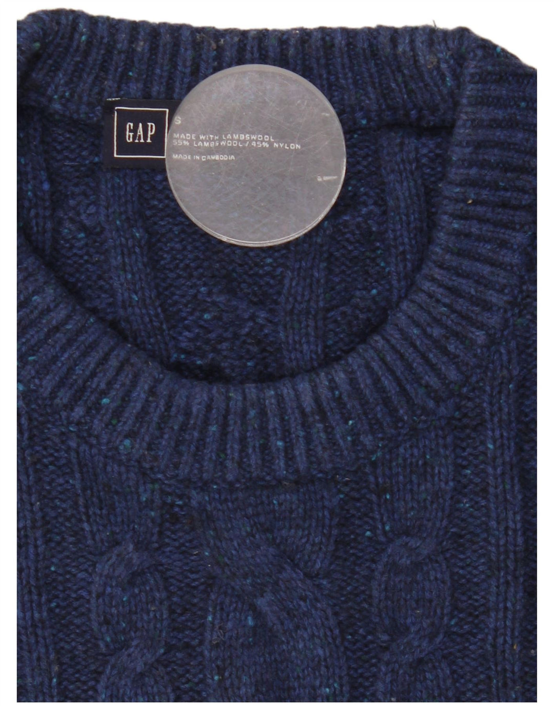 Maglione maglione girocollo da uomo Gap piccolo blu navy in lana d'agnello