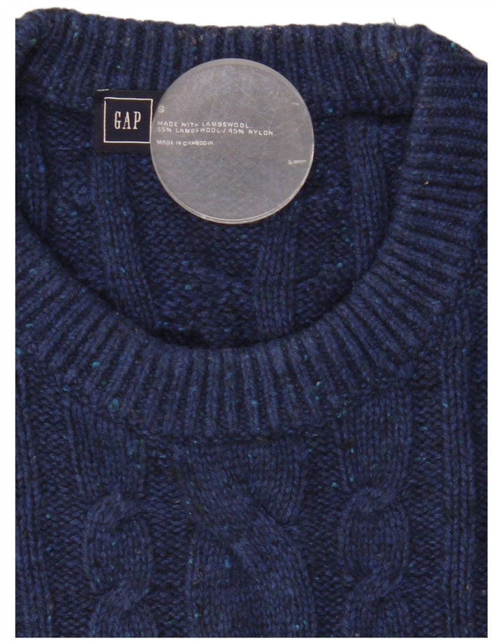 Maglione maglione girocollo da uomo Gap piccolo blu navy in lana d'agnello