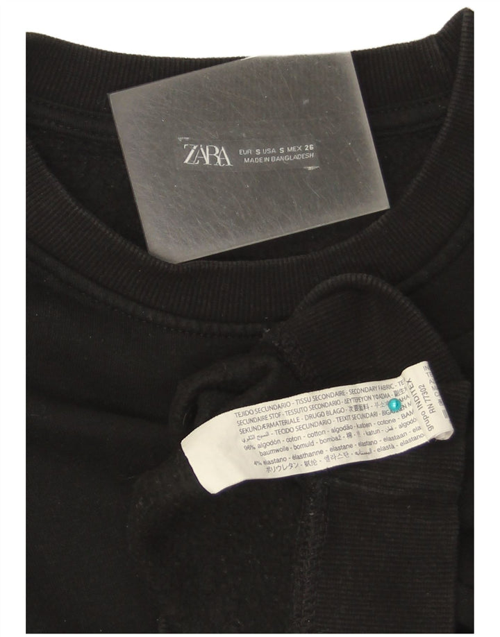 Felpa corta da donna Zara UK 10 piccola in cotone nero