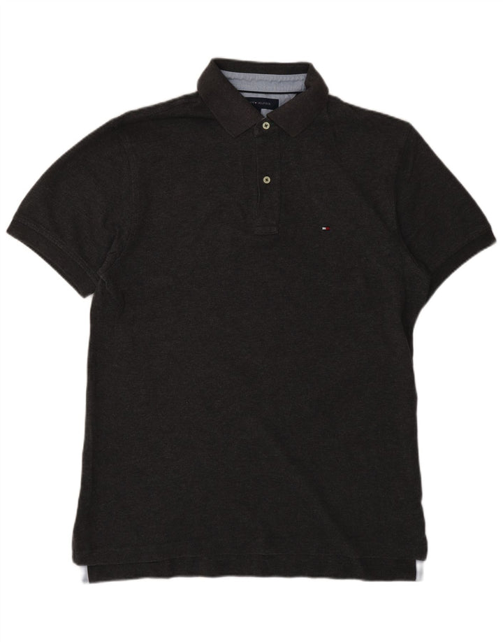TOMMY HILFIGER Mens Polo Shirt Medium Grey Cotton