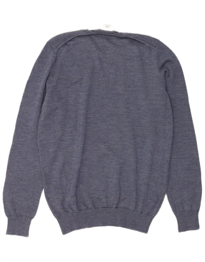 LACOSTE Maglione girocollo da uomo taglia 4 lana blu medio