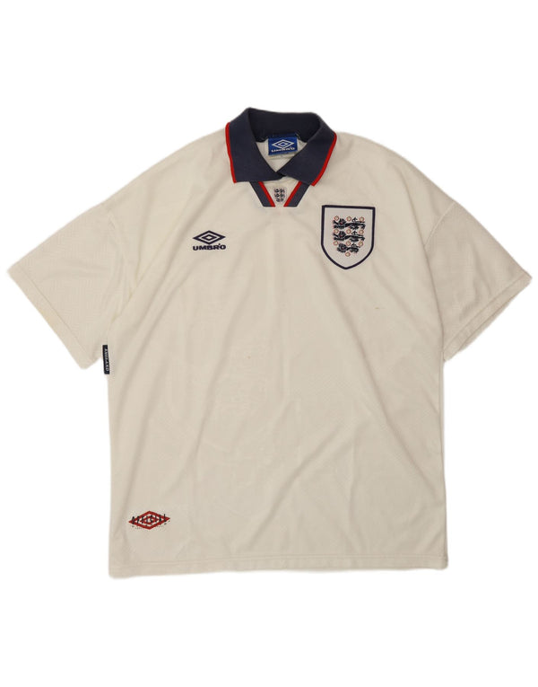 UMBRO Polo grafica Home da uomo Inghilterra 1993-1994 XL poliestere bianco