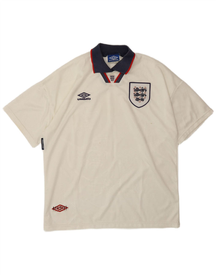 UMBRO Polo grafica Home da uomo Inghilterra 1993-1994 XL poliestere bianco