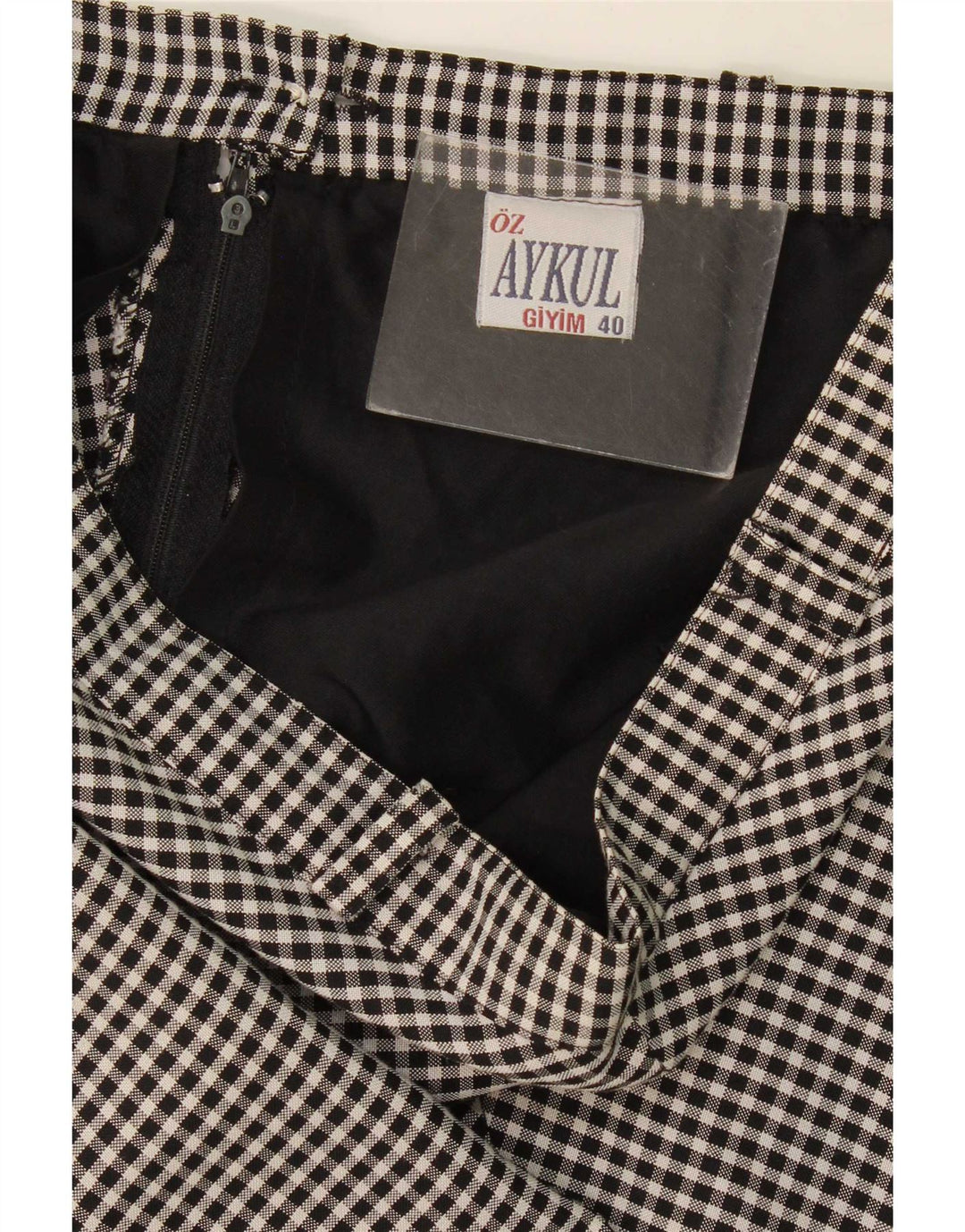 Gonna longuette da donna vintage EU 40 media W30 a quadretti neri