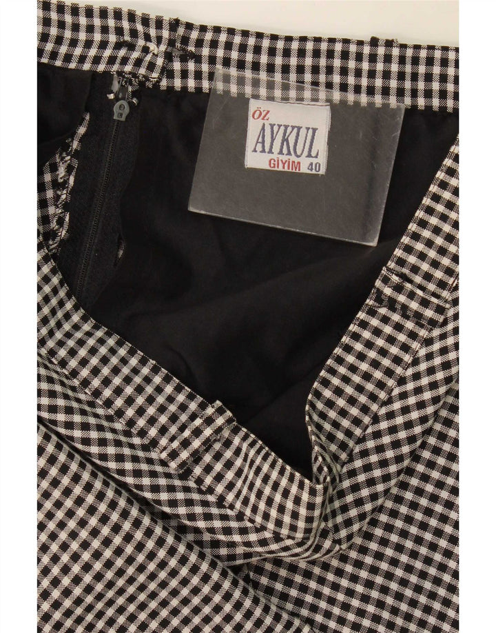 Gonna longuette da donna vintage EU 40 media W30 a quadretti neri