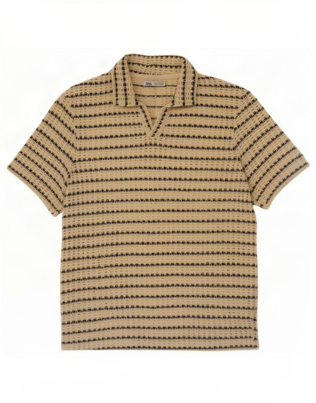 Polo trasparente da uomo Zara in cotone a righe gialle medie