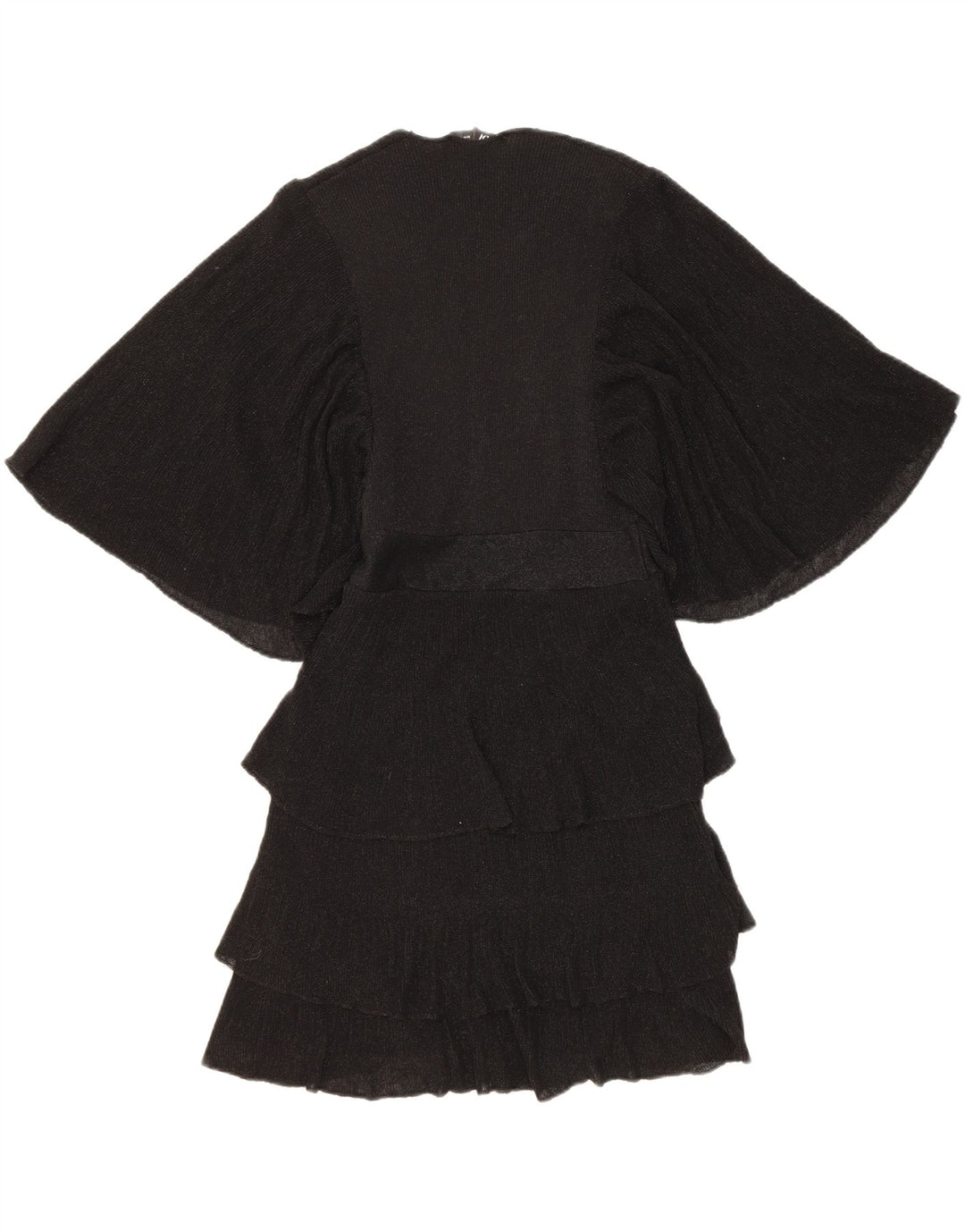 ZARA Womens Batwing Tiered Dress UK 10 Small Black Flecked Polyester Vintage Zara and Second-Hand Zara from Messina Hembry 