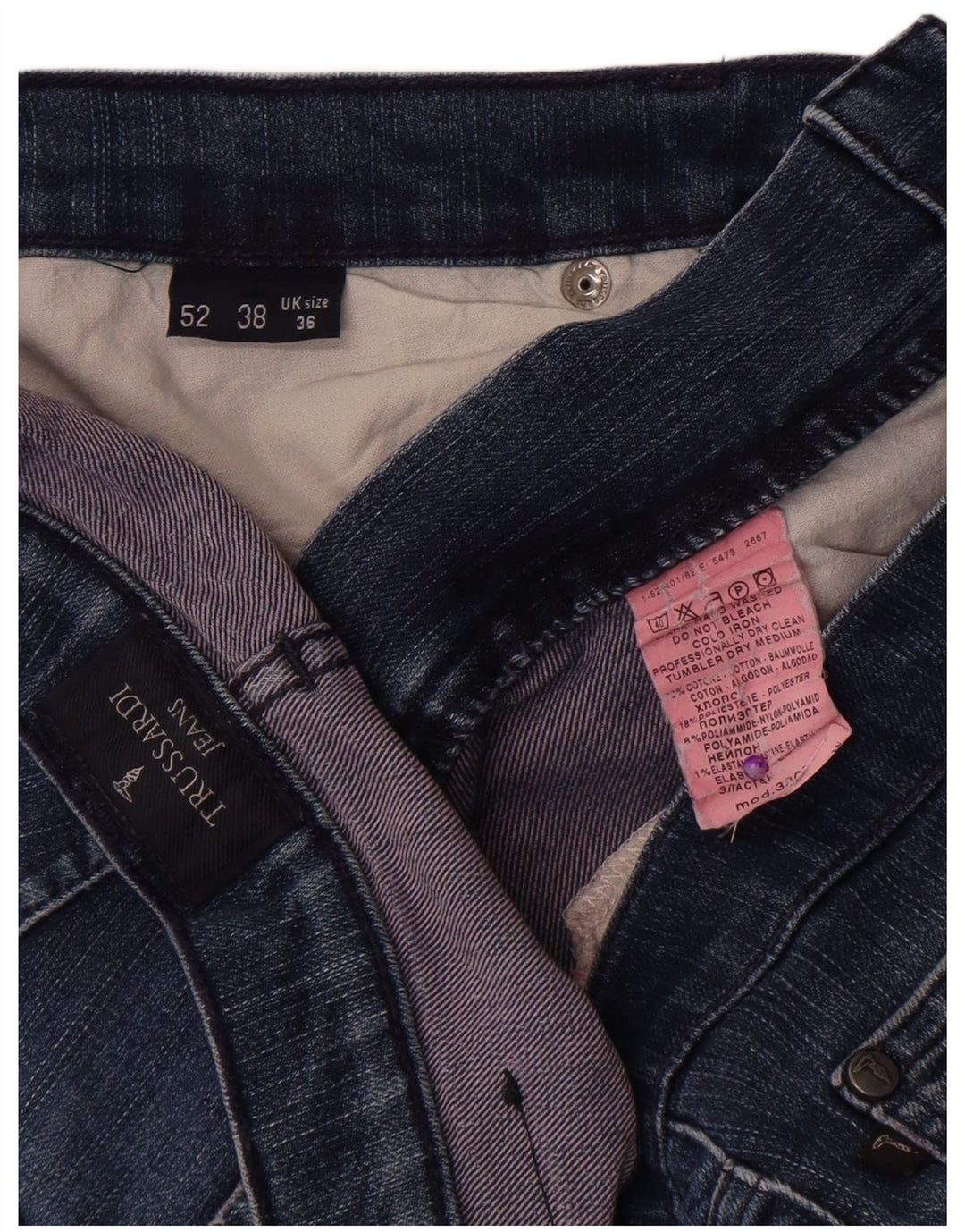 Jeans Straight Uomo Trussardi W36 L32 Blu Cotone