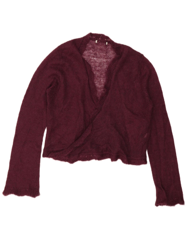 Maglione Bolero avvolgente da donna vintage UK 12 Borgogna medio