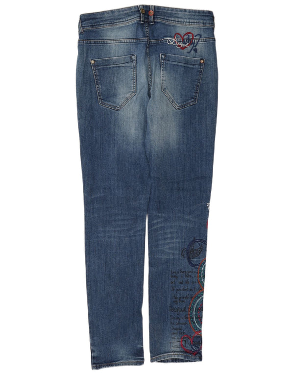 Jeans slim grafici da donna Desigual W28 L31 cotone floreale blu