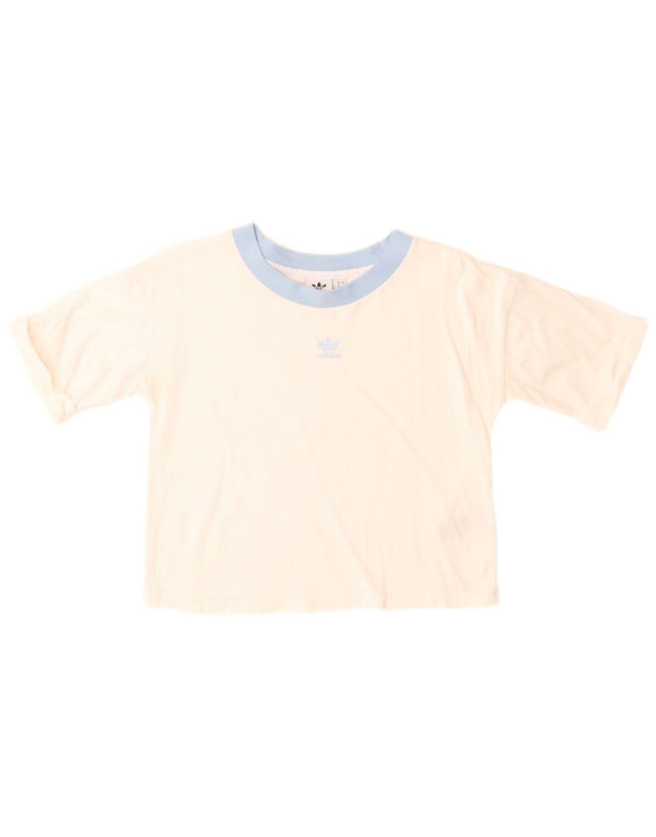 T-shirt corta da donna Adidas UK 12 cotone bianco medio