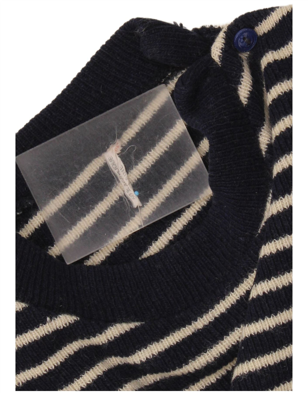 Maglione da donna vintage con collo a bottoni, UK 14, medio, blu navy, nautico