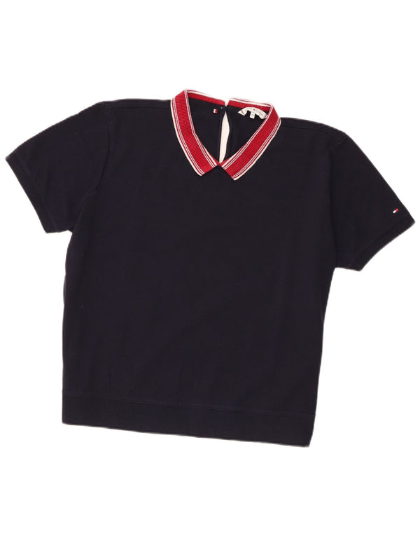 Tommy Hilfiger Womens Polo Shirt UK 20 2XL Navy Blue Colourblock Cotton