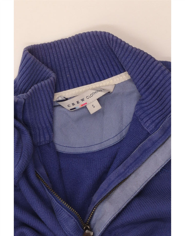 CREW CLOTHING Maglione da uomo con zip e collo piccolo in cotone blu