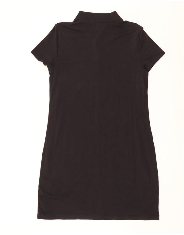 Abito t-shirt con collo con zip grafica da donna Dkny UK 14 grande cotone nero