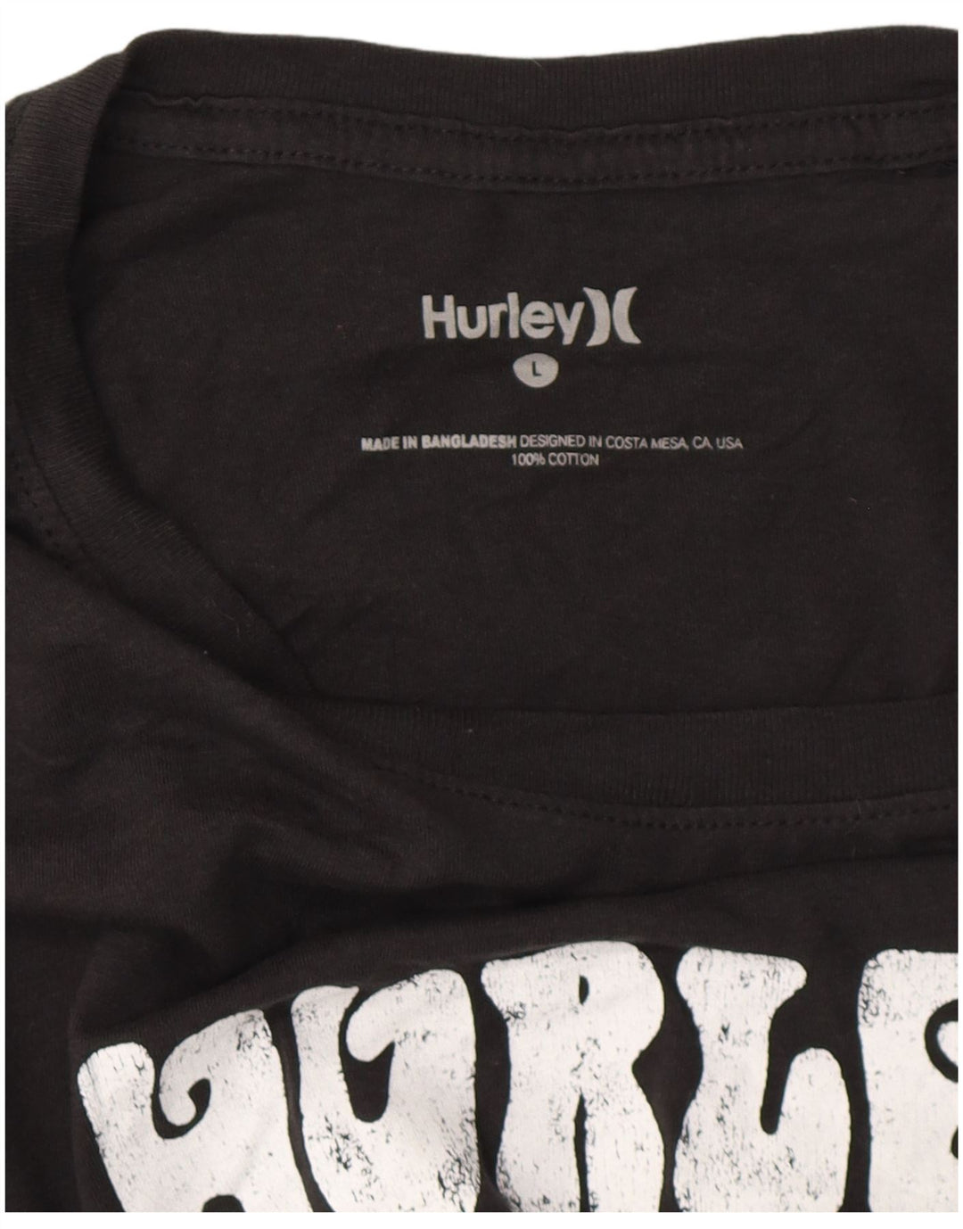 T-shirt grafica da uomo HURLEY grande in cotone nero