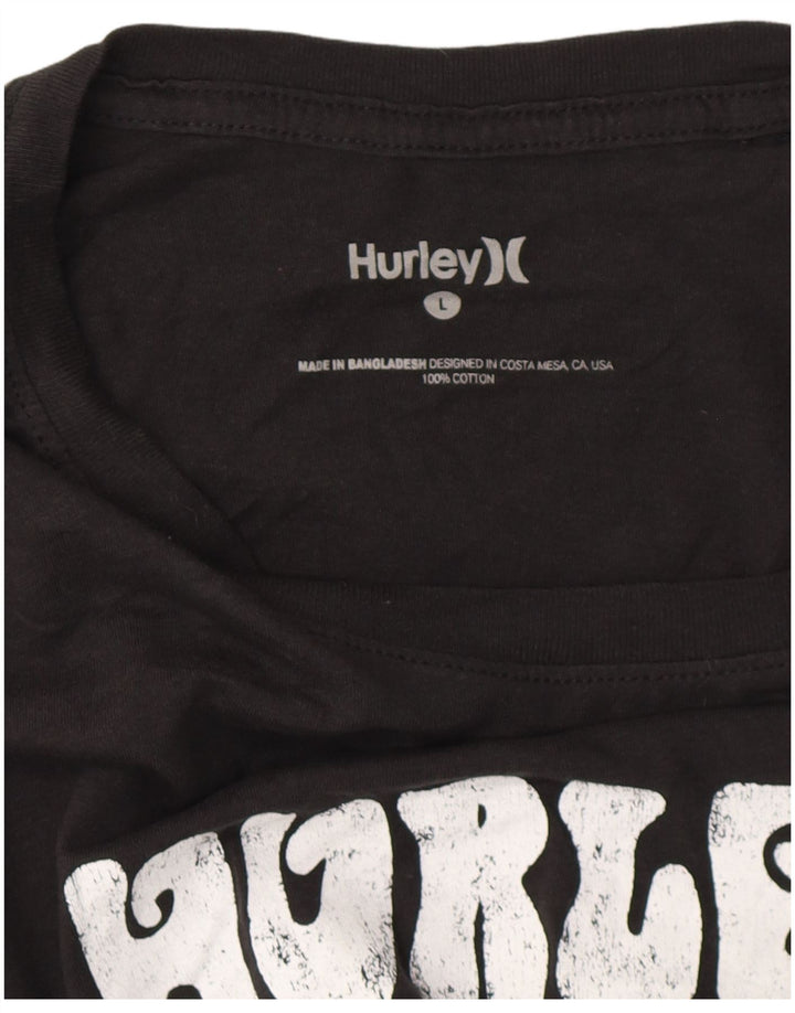 T-shirt grafica da uomo HURLEY grande in cotone nero