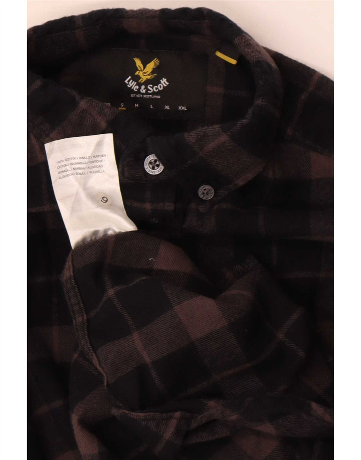 Lyle & Scott Camicia da uomo in flanella di cotone a quadri marrone piccolo