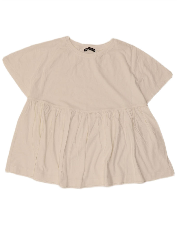 Blusa oversize da donna Zara Top UK 10 piccola in cotone bianco