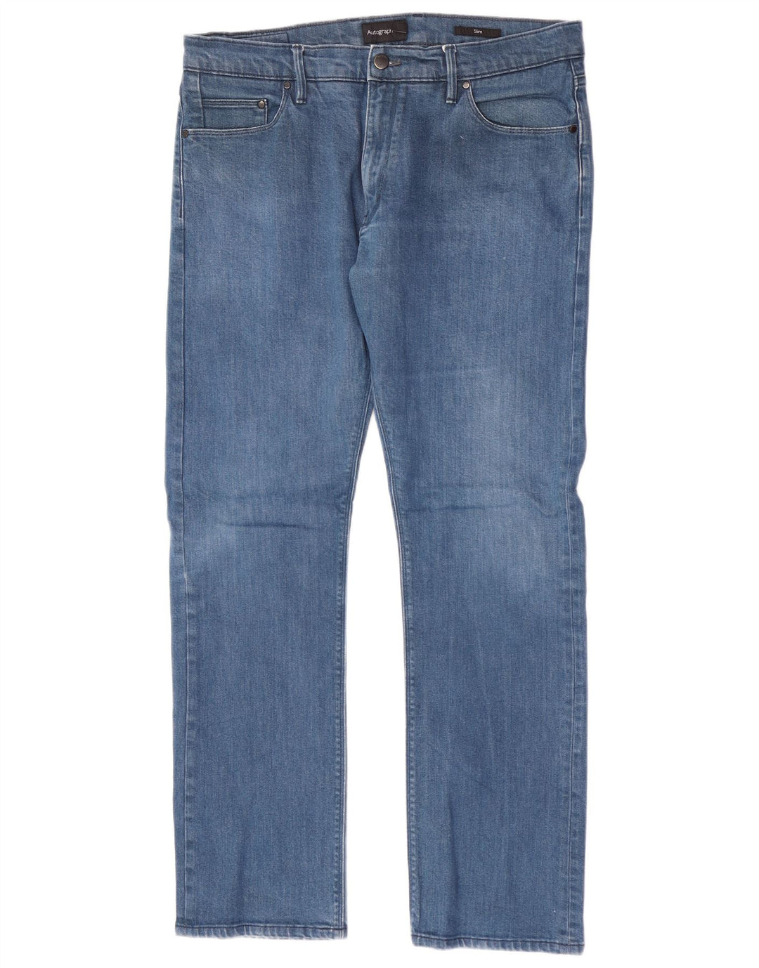 Jeans slim da uomo Marks & Spencer Autograph W36 L30 cotone blu