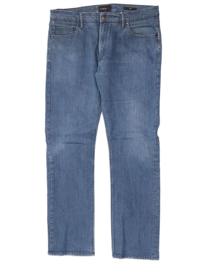 Jeans slim da uomo Marks & Spencer Autograph W36 L30 cotone blu