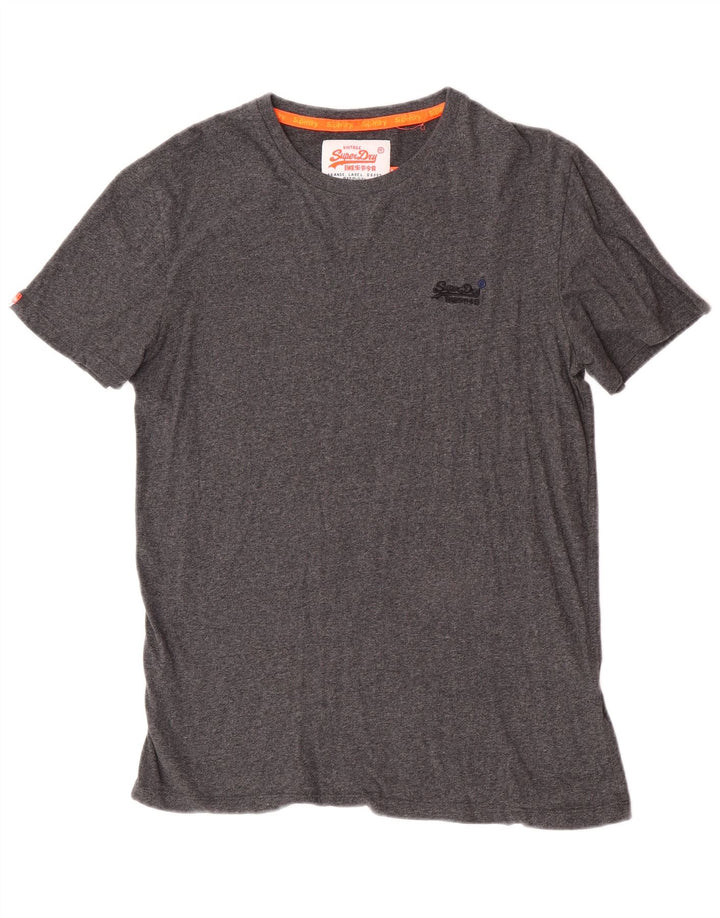 T-shirt da uomo Superdry Top grande in cotone chiazzato grigio