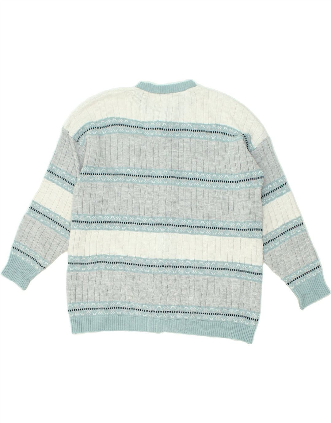 VINTAGE Womens Cardigan Sweater UK 16 Large Blue Striped | Vintage Vintage | Thrift | Second-Hand Vintage | Used Clothing | Messina Hembry 