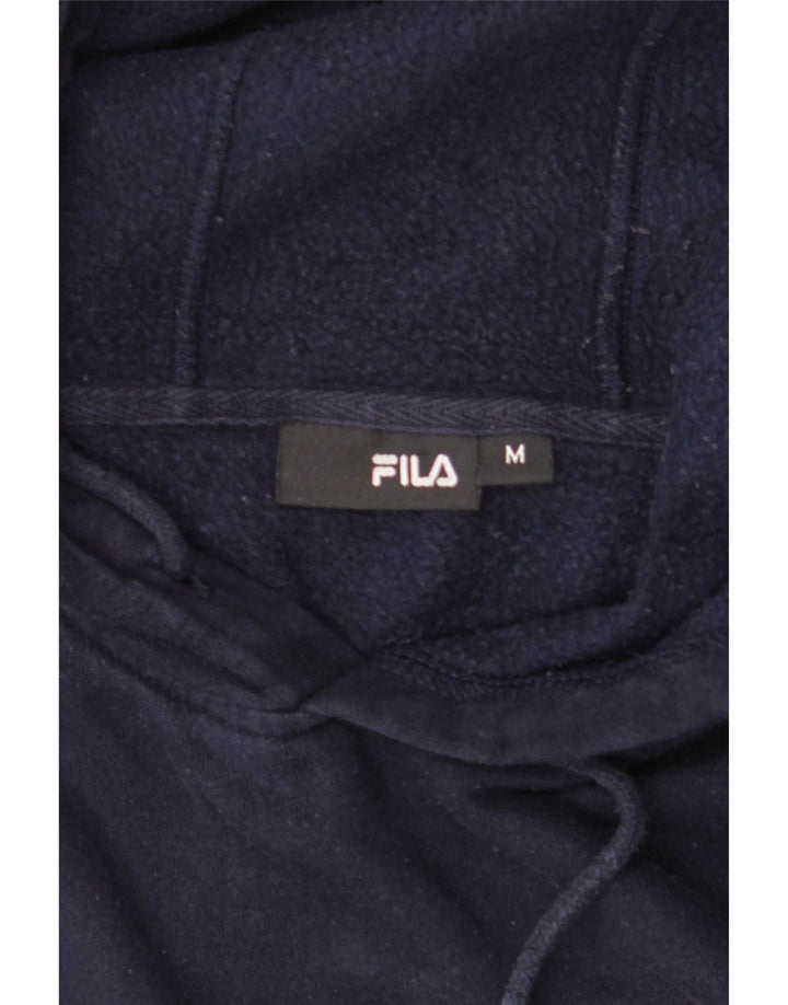 Maglione con cappuccio grafico da uomo Fila in cotone blu navy medio